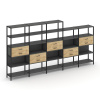 Shelf System Пятисекционный стеллаж пятиярусный с ящиками SN.STM-551 Антрацит/Тиквуд Светлый/Металл