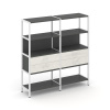 Shelf System Двухсекционный стеллаж четырехярусный с ящиками SN.STM-422 Антрацит/Дуб Наварра/Металл