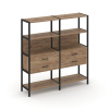 Shelf System Двухсекционный стеллаж четырехярусный с ящиками SN.STM-422 Дуб Табак/Металл Черный 1590