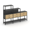 Shelf System Трехсекционный стеллаж четырех/трех/двухярусный с ящиками SN.STM-431 Антрацит/Тиквуд Св