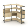 Shelf System Трехсекционный угловой стеллаж четырехярусный с ящиками SN.STMU-431 Акация Лорка/Металл