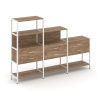 Shelf System Трехсекционный стеллаж четырех/трех/двухярусный с ящиками SN.STM-431 Дуб Табак/Металл Б