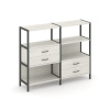 Shelf System Двухсекционный стеллаж трехярусный с ящиками SN.STM-323 Дуб Наварра/Металл Антрацит 159