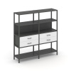 Shelf System Двухсекционный стеллаж четырехярусный с ящиками SN.STM-422 Антрацит/Белый/Металл Антрац