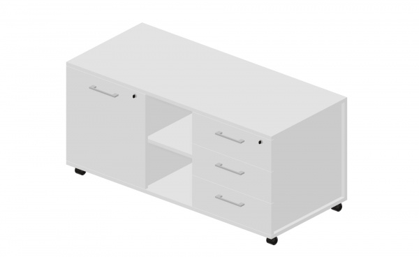 Тумба мобильная сервисная правая 3 секции ручки алюминий OMU1253BD