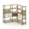 Shelf System Трехсекционный угловой стеллаж четырехярусный с ящиками SN.STMU-431 Тиквуд Светлый/Мета