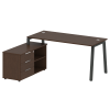Metal System Рабочая станция с тумбой на А-образном м/к БА.РС-СТС-2.4 (L) Венге Цаво/Металл Антрацит