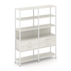 Shelf System Двухсекционный стеллаж пятиярусный с ящиками SN.STM-522 Дуб Наварра/Металл Белый 1590*4