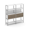 Shelf System Двухсекционный стеллаж четырехярусный с ящиками SN.STM-422 Белый/Вяз Благородный/Металл
