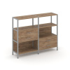 Shelf System Двухсекционный стеллаж трехярусный с ящиками SN.STM-323 Дуб Табак/Металл Серый 1590*400