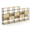 Shelf System Пятисекционный стеллаж пятиярусный с ящиками SN.STM-551 Акация Лорка/Металл Черный 3930