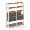 Shelf System Двухсекционный стеллаж пятиярусный с ящиками SN.STM-522 Дуб Табак/Антрацит/Металл Белый