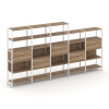 Shelf System Пятисекционный стеллаж пятиярусный с ящиками SN.STM-551 Дуб Табак/Металл Белый 3930*400
