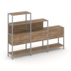 Shelf System Трехсекционный стеллаж четырех/трех/двухярусный с ящиками SN.STM-431 Дуб Табак/Металл С