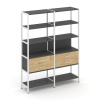 Shelf System Двухсекционный стеллаж пятиярусный с ящиками SN.STM-522 Антрацит/Тиквуд Светлый/Металл