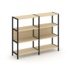 Shelf System Двухсекционный стеллаж трехярусный SN.STM-321 Акация Лорка/Металл Черный 1590*400*1246