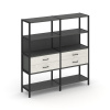 Shelf System Двухсекционный стеллаж четырехярусный с ящиками SN.STM-422 Антрацит/Дуб Наварра/Металл