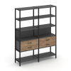 Shelf System Двухсекционный стеллаж пятиярусный с ящиками SN.STM-522 Антрацит/Дуб Табак/Металл Черны