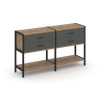 Shelf System Двухсекционный стеллаж двухярусный с ящиками SN.STM-222 Дуб Табак/Антрацит/Металл Черны
