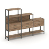 Shelf System Трехсекционный стеллаж четырех/трех/двухярусный с ящиками SN.STM-431 Дуб Табак/Металл А