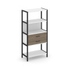 Shelf System Односекционный стеллаж четырехярусный с ящиками SN.STM-412 Белый/Вяз Благородный/Металл