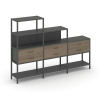 Shelf System Трехсекционный стеллаж четырех/трех/двухярусный с ящиками SN.STM-431 Антрацит/Вяз Благо
