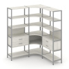 Shelf System Трехсекционный угловой стеллаж пятиярусный с ящиками SN.STMU-531 Дуб Наварра/Металл Сер