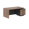 Стол руководителя с тумбой VRCT 1890(R) Американский орех/Черный матовый/Яшма черный 1800х900х750 VE