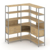 Shelf System Трехсекционный угловой стеллаж пятиярусный с ящиками SN.STMU-531 Тиквуд Светлый/Металл