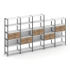 Shelf System Пятисекционный стеллаж пятиярусный с ящиками SN.STM-551 Белый/Дуб Табак/Металл Антрацит