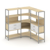 Shelf System Трехсекционный угловой стеллаж четырехярусный с ящиками SN.STMU-431 Акация Лорка/Белый/