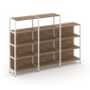 Shelf System Трехсекционный стеллаж четырех/трехярусный SN.STM-432 Дуб Табак/Металл Белый 2370*400*8