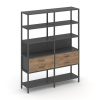 Shelf System Двухсекционный стеллаж пятиярусный с ящиками SN.STM-522 Антрацит/Дуб Табак/Металл Антра