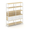 Shelf System Двухсекционный стеллаж пятиярусный с ящиками SN.STM-522 Акация Лорка/Белый/Металл Белый