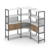 Shelf System Трехсекционный угловой стеллаж четырехярусный с ящиками SN.STMU-431 Белый/Дуб Табак/Мет