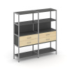 Shelf System Двухсекционный стеллаж четырехярусный с ящиками SN.STM-422 Антрацит/Акация Лорка/Металл