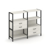 Shelf System Двухсекционный стеллаж трехярусный с ящиками SN.STM-323 Дуб Наварра/Металл Черный 1590*