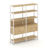 Shelf System Двухсекционный стеллаж пятиярусный с ящиками SN.STM-522 Тиквуд Светлый/Металл Белый 159
