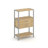 Shelf System Односекционный стеллаж трехярусный с ящиками SN.STM-312 Тиквуд Светлый/Металл Серый 810