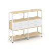 Shelf System Двухсекционный стеллаж трехярусный с ящиками SN.STM-322 Акация Лорка/Белый/Металл Белый