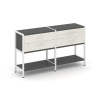 Shelf System Двухсекционный стеллаж двухярусный с ящиками SN.STM-222 Антрацит/Дуб Наварра/Металл Бел