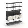 Shelf System Двухсекционный стеллаж пятиярусный с ящиками SN.STM-522 Антрацит/Дуб Наварра/Металл Чер