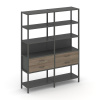 Shelf System Двухсекционный стеллаж пятиярусный с ящиками SN.STM-522 Антрацит/Вяз Благородный/Металл