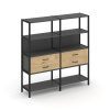 Shelf System Двухсекционный стеллаж четырехярусный с ящиками SN.STM-422 Антрацит/Тиквуд Светлый/Мета