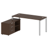 Metal System Рабочая станция с тумбой на П-образном м/к БП.РС-СТС-2.4 (L) Венге Цаво/Металл Серый 17