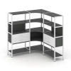 Shelf System Трехсекционный угловой стеллаж четырехярусный с ящиками SN.STMU-431 Антрацит/Белый/Мета