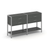 Shelf System Двухсекционный стеллаж двухярусный с ящиками SN.STM-222 Антрацит/Металл Серый 1590*400*