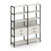 Shelf System Двухсекционный стеллаж пятиярусный с ящиками SN.STM-522 Дуб Наварра/Металл Черный 1590*