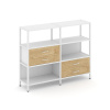 Shelf System Двухсекционный стеллаж трехярусный с ящиками SN.STM-323 Белый/Тиквуд Светлый/Металл Бел