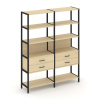 Shelf System Двухсекционный стеллаж пятиярусный с ящиками SN.STM-522 Акация Лорка/Металл Черный 1590